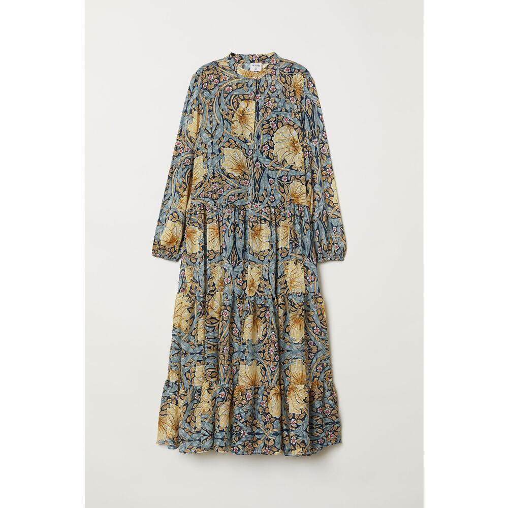 William Morris & Co. x H&M Women's Blue Floral Patterned Maxi Dress Size 12